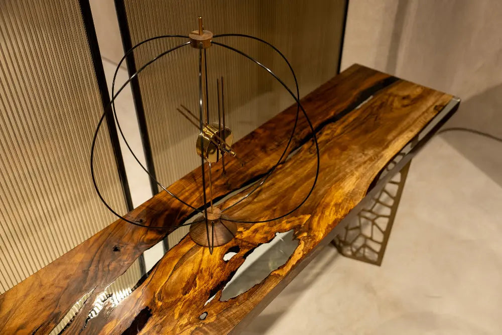 Walnut wood and resin sofa & entry table | Voronoi collection