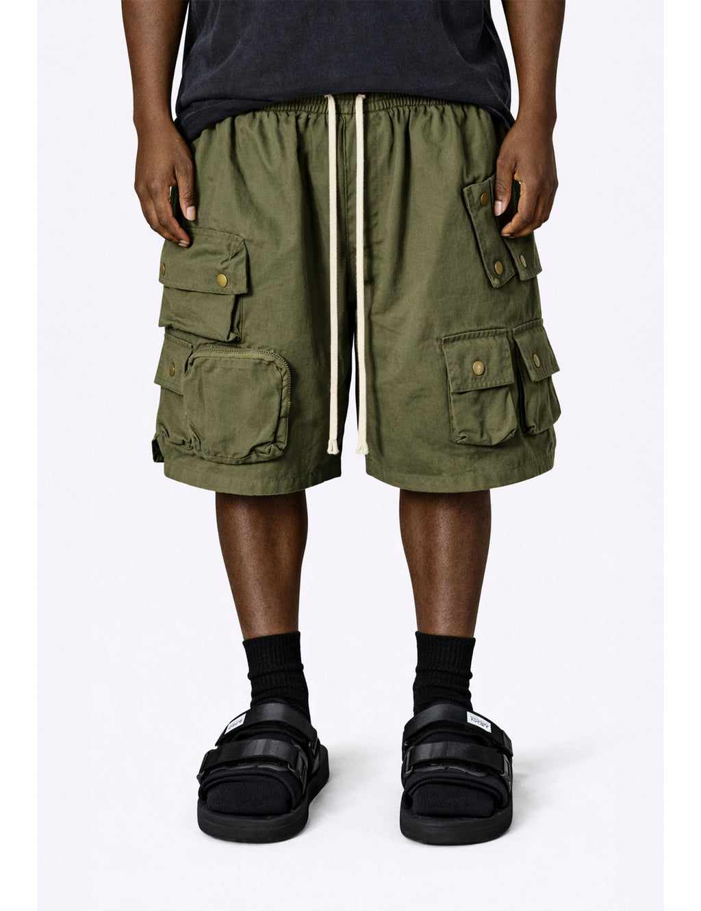 OLIVE MULTI CARGO SHORTS