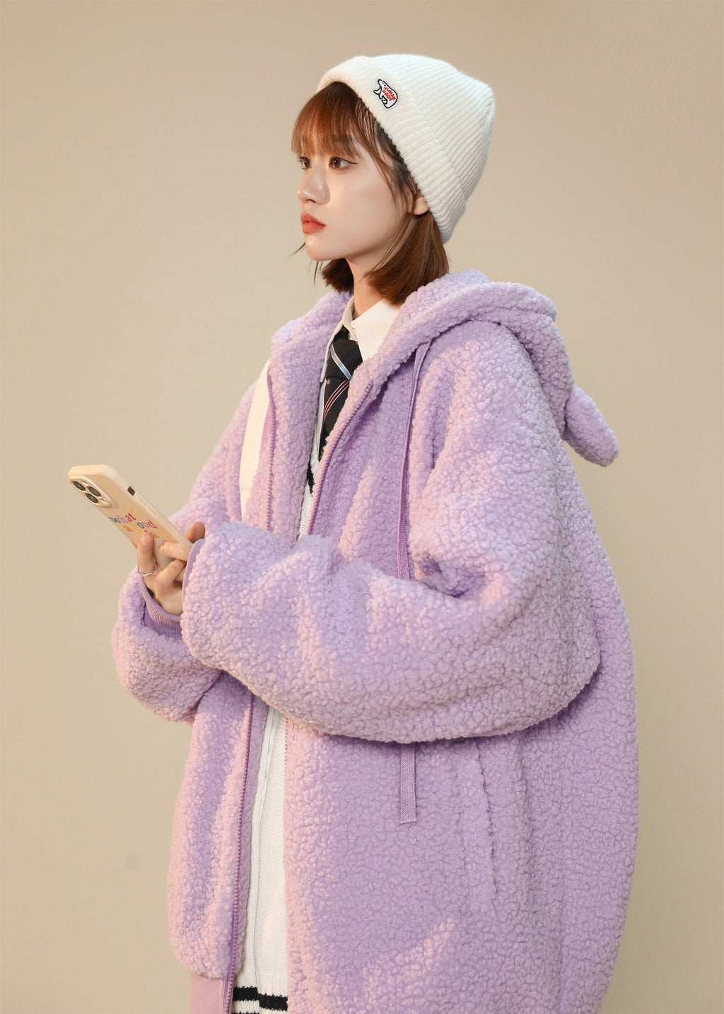 Women's Furry Bunny Ears Winter Jacket