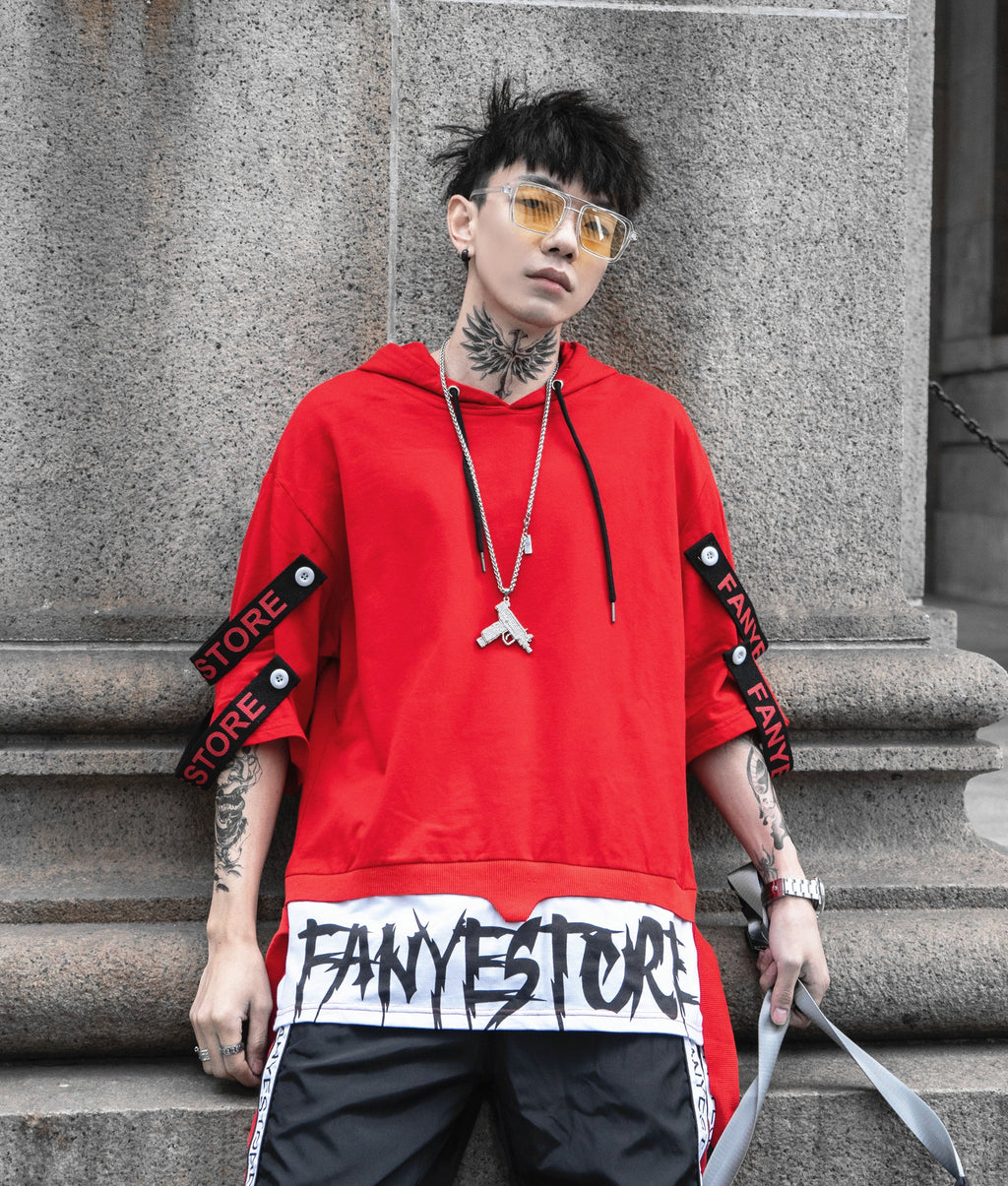 Red Solo Movement Short Sleeves Hoodie