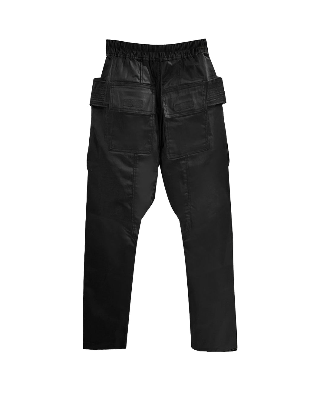 WAXED DROP-CROTCH DRAWSTRING CARGO PANTS