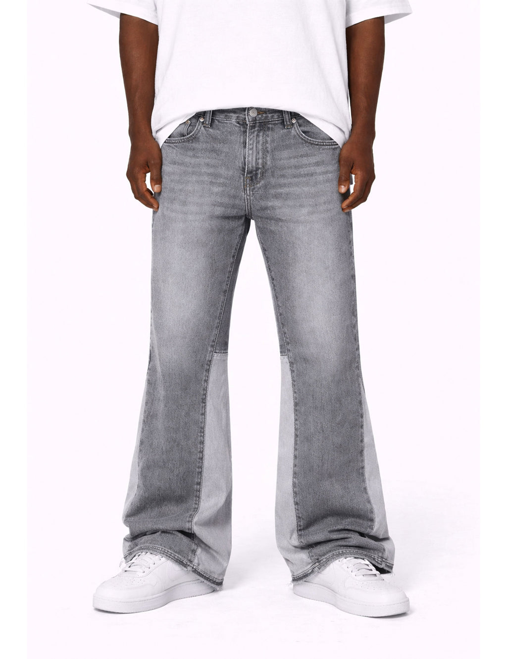 GREY SPLIT FLARE DENIM