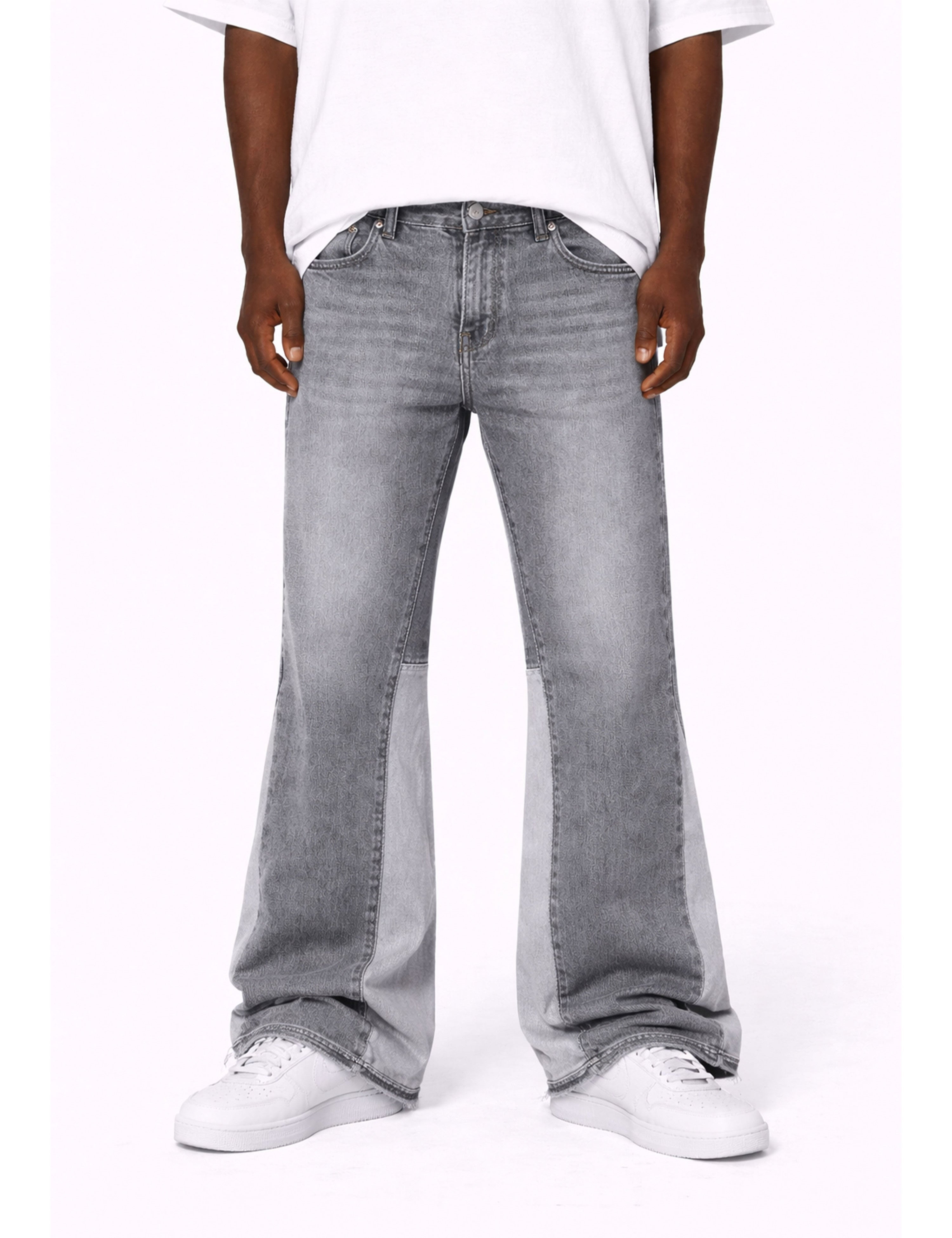 GREY SPLIT FLARE DENIM
