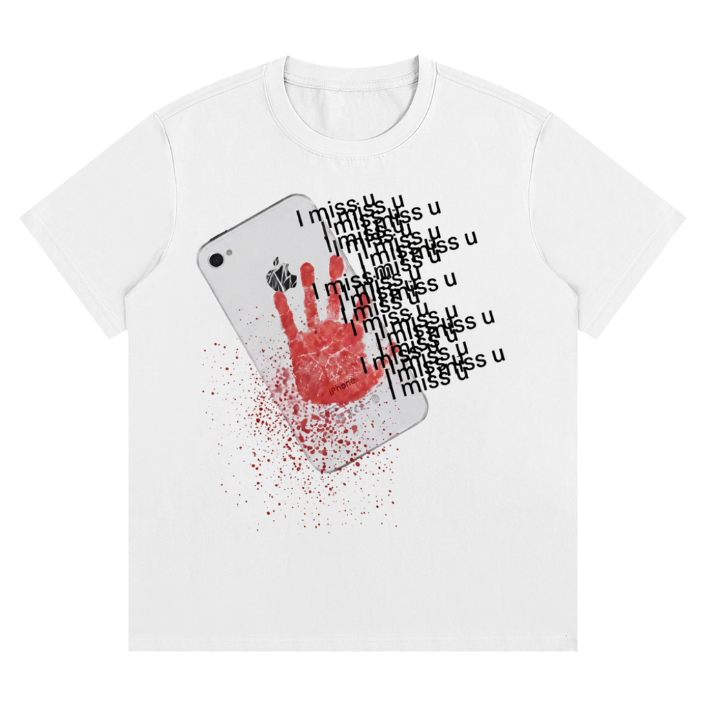 i miss u Streetwear Tee Graphic Y2K Unisex Regular Fit Crew Neck T Shirt 220GSM Cotton