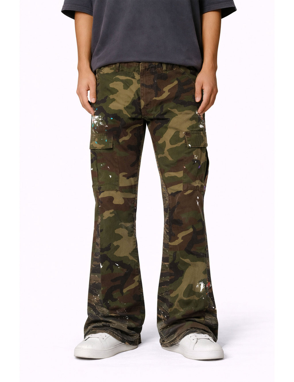 CAMO SPLIT FLARE DENIM