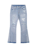 SKY DISTRESSED SPLIT FLARE DENIM