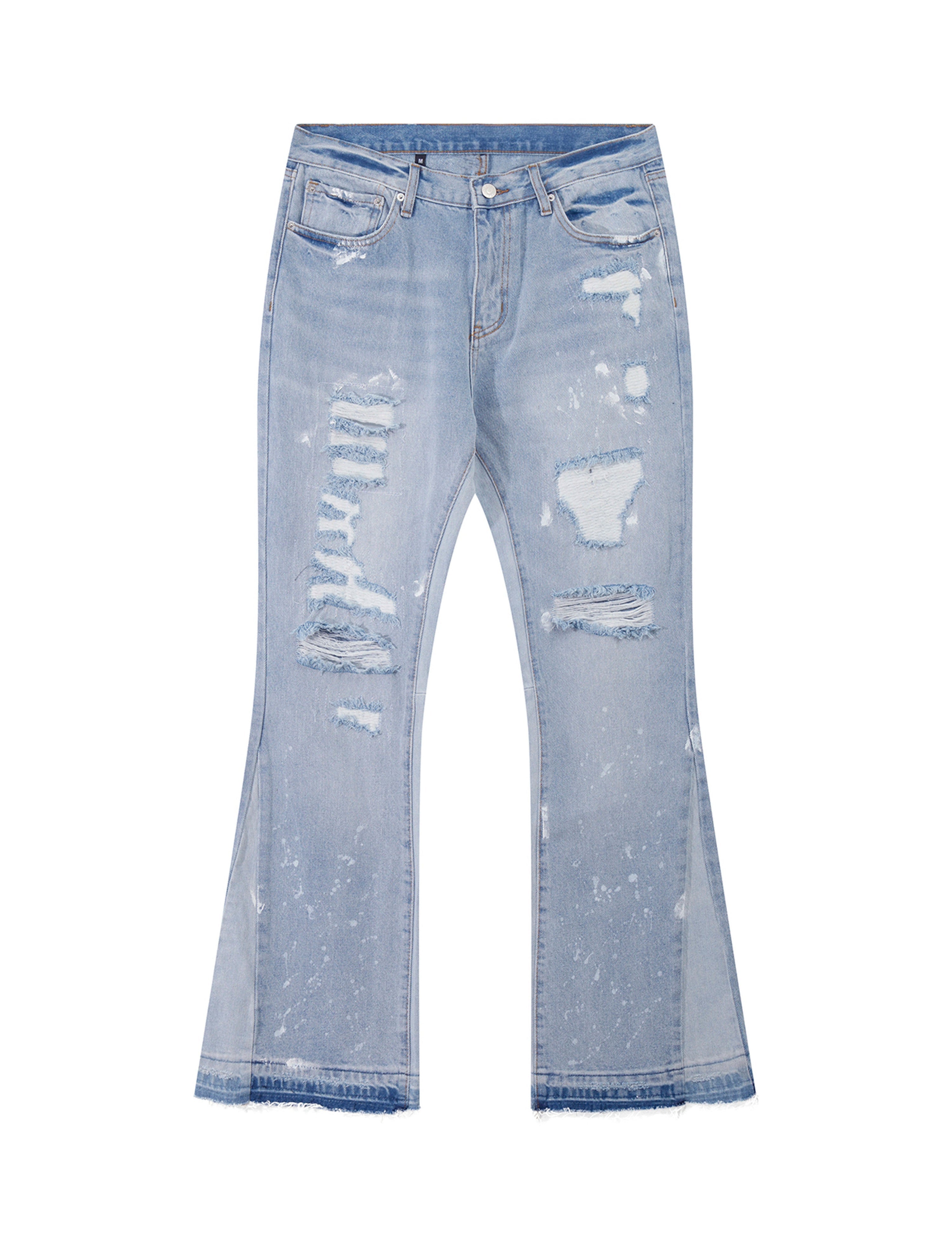 SKY DISTRESSED SPLIT FLARE DENIM