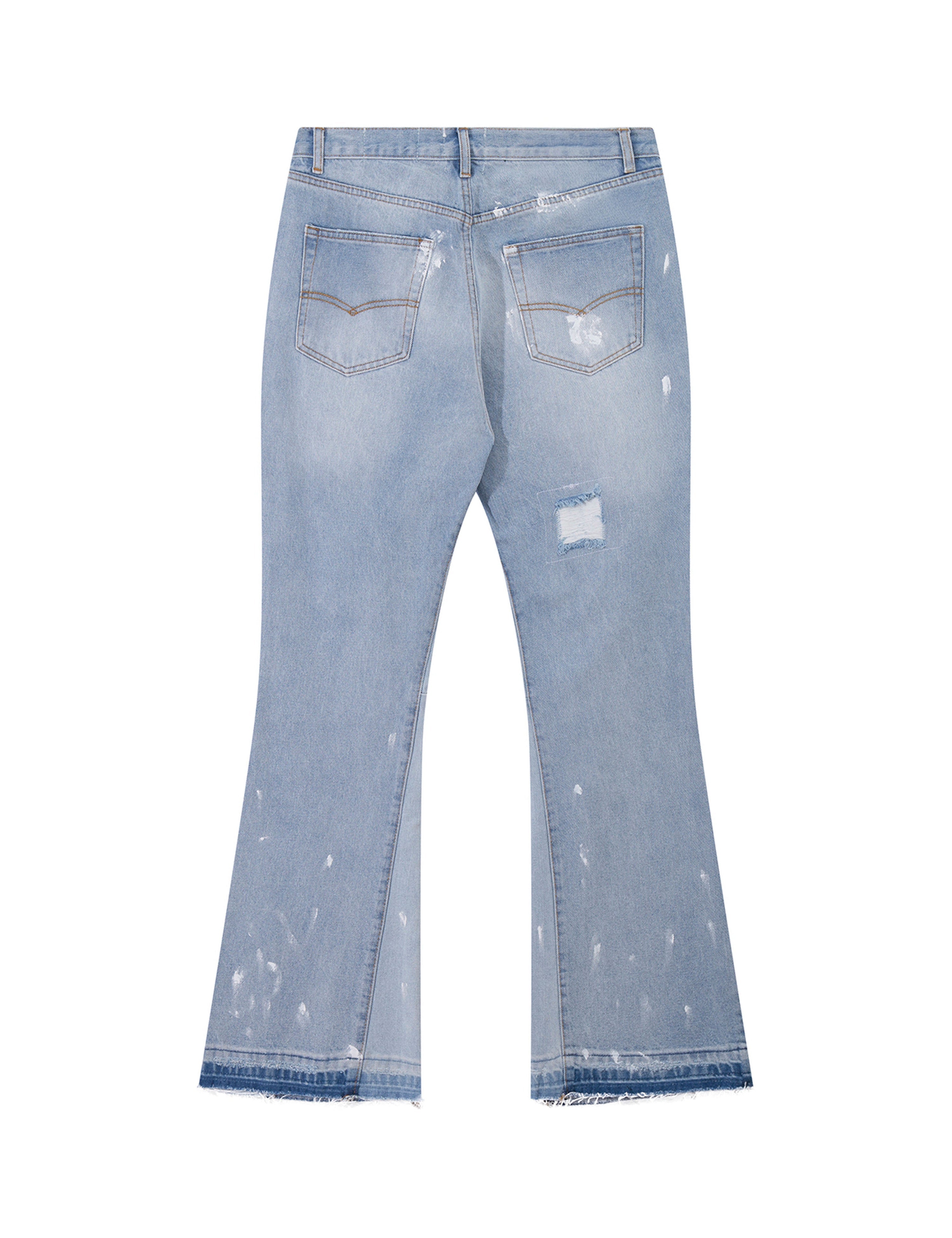 SKY DISTRESSED SPLIT FLARE DENIM