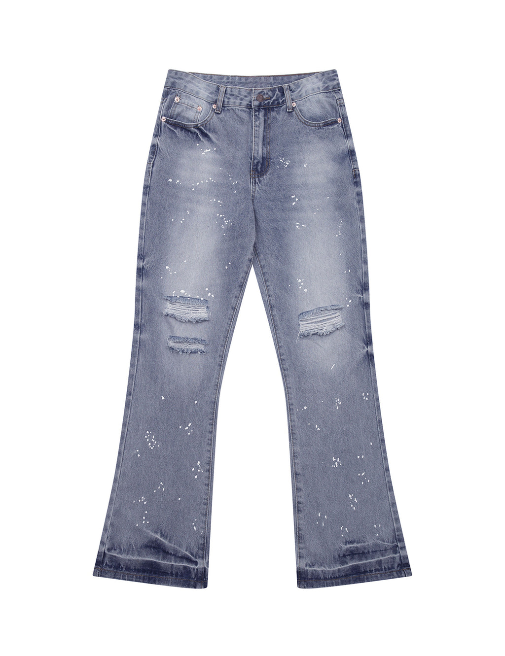 AZUL DISTRESSED SPLIT FLARE DENIM