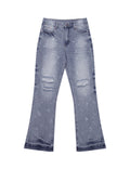 AZUL DISTRESSED SPLIT FLARE DENIM