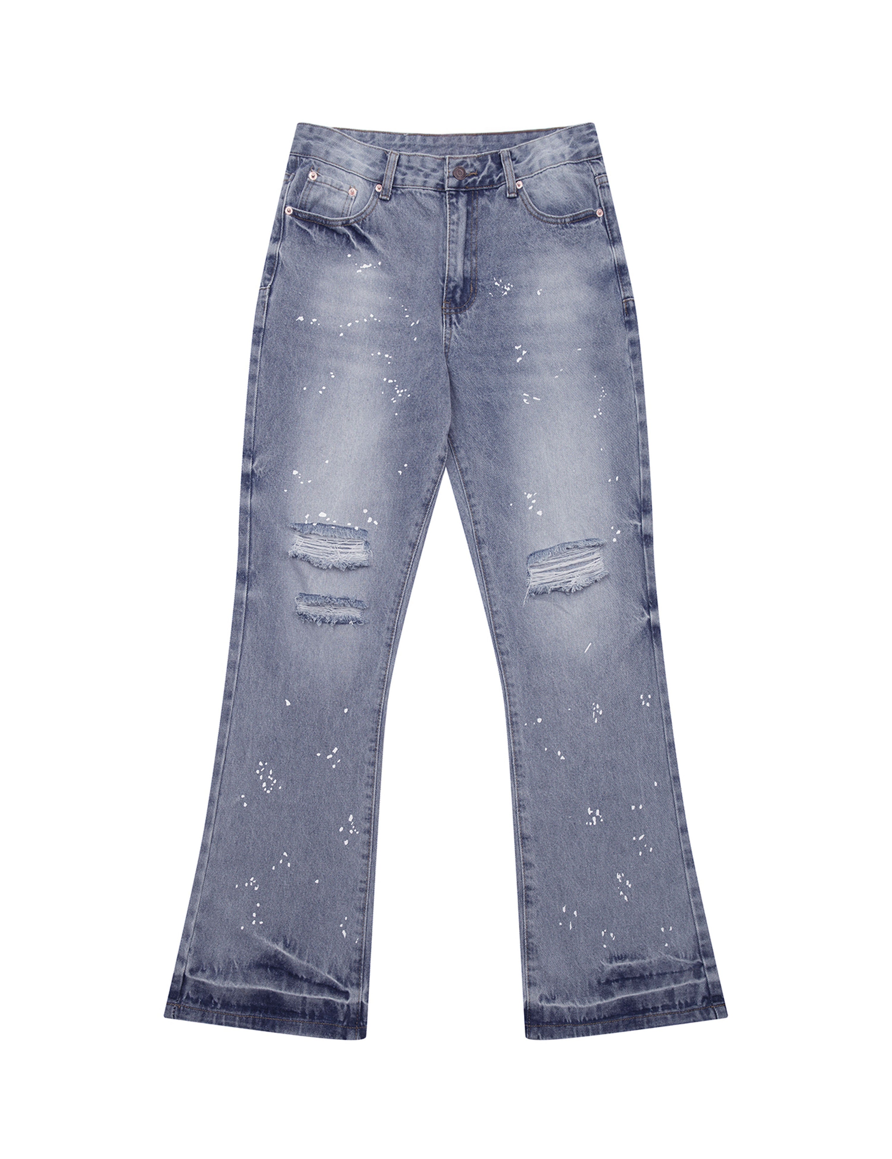 AZUL DISTRESSED SPLIT FLARE DENIM