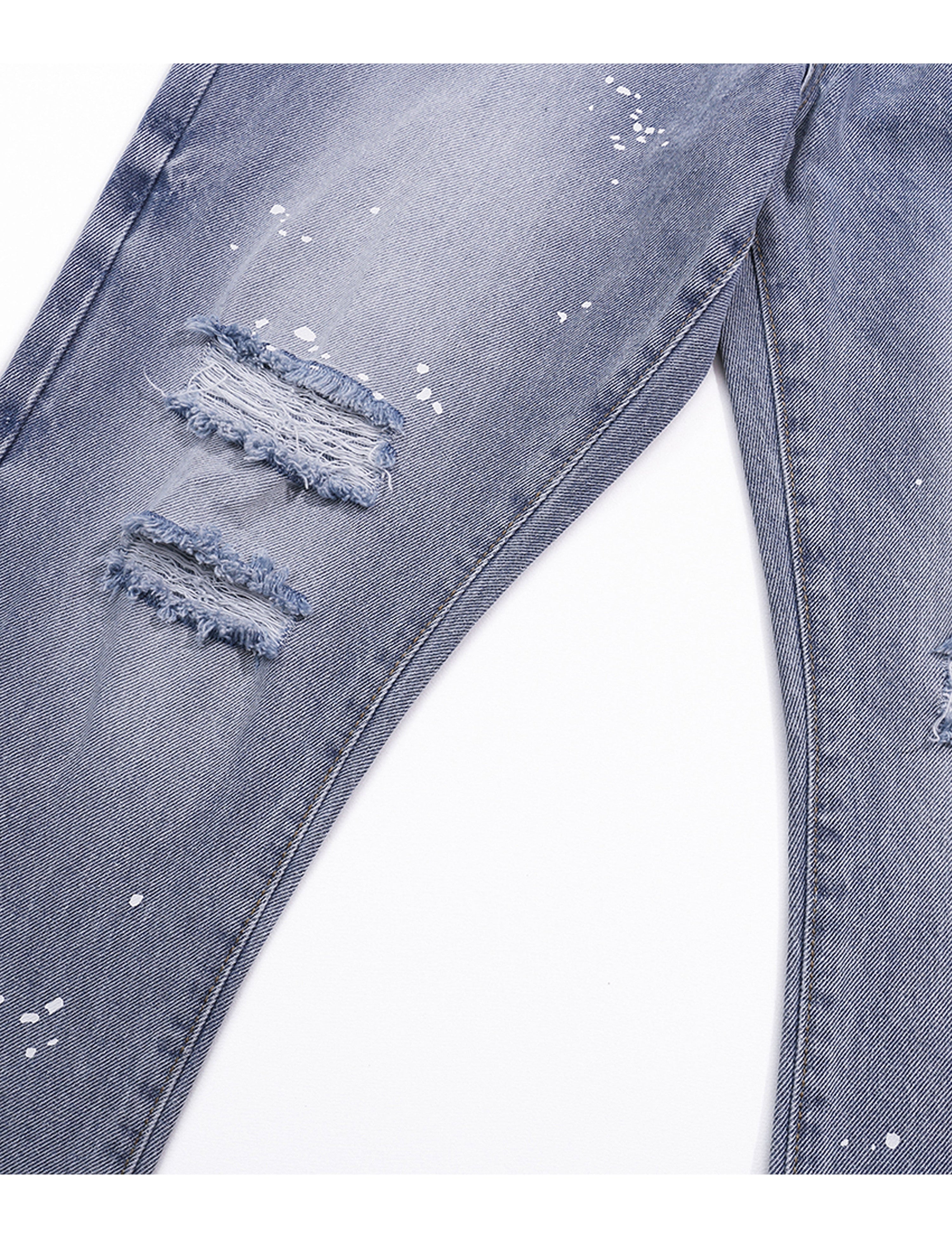 AZUL DISTRESSED SPLIT FLARE DENIM