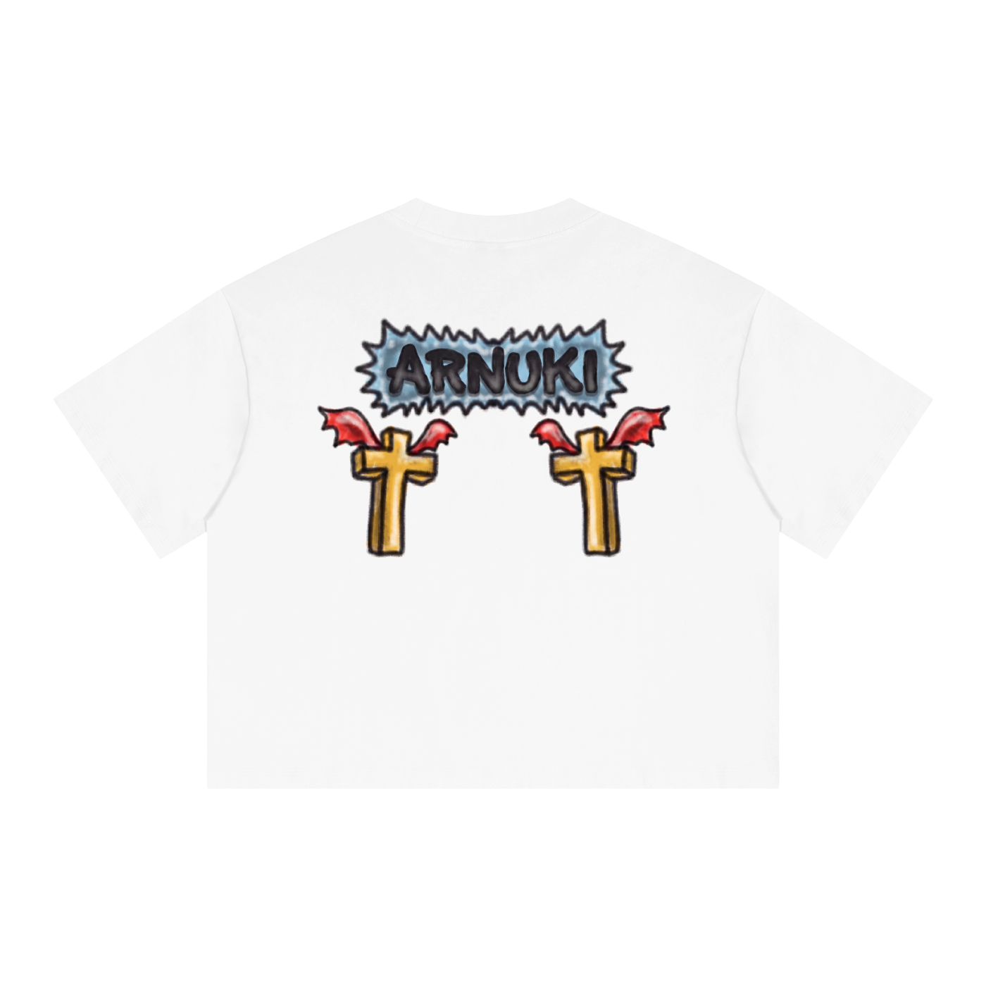Jesus Vs Satan Streetwear Tee Y2k T-Shirt White Boxy Cropped 250GSM Summer Short Sleeve Crew Neck
