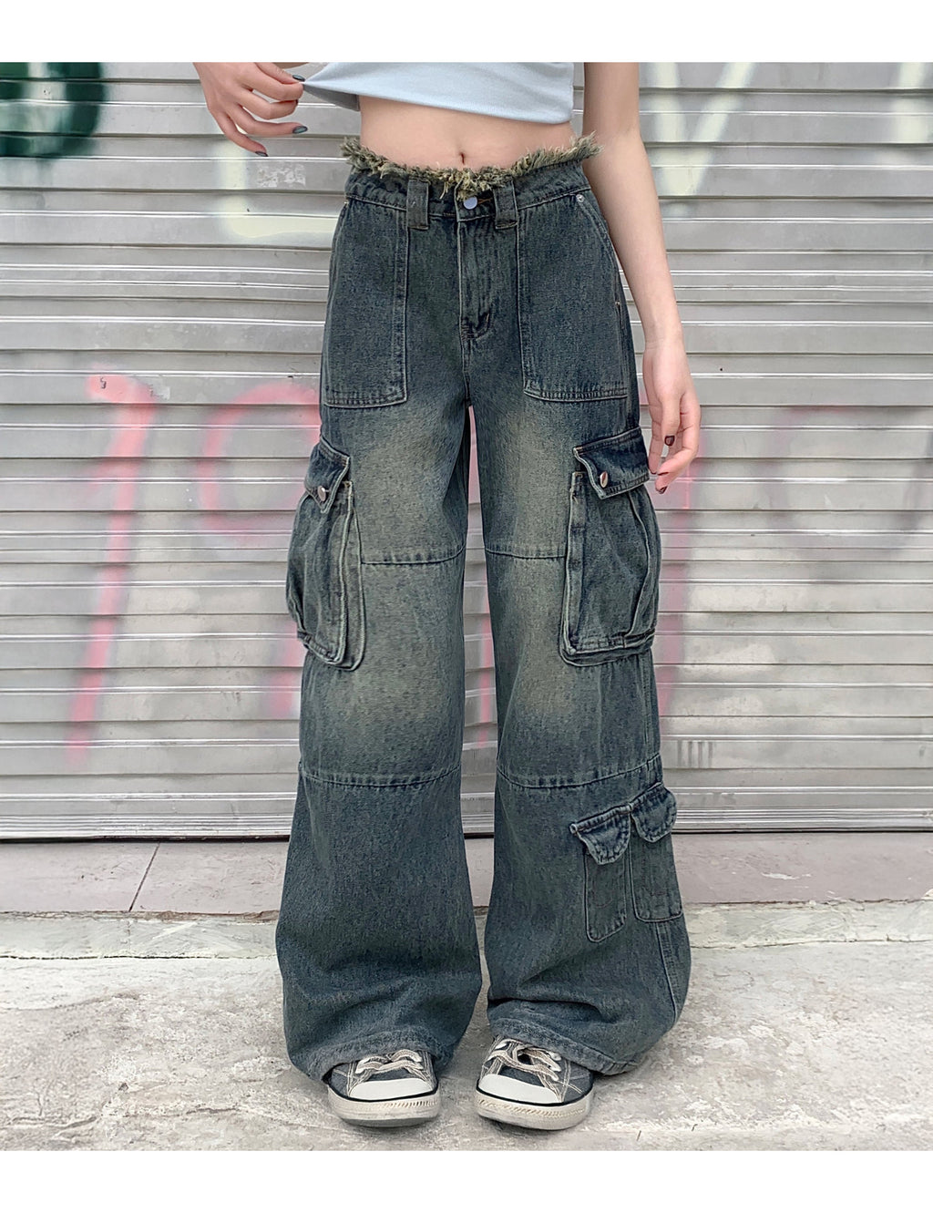 AZUL DISTRESSED CARGO DENIM