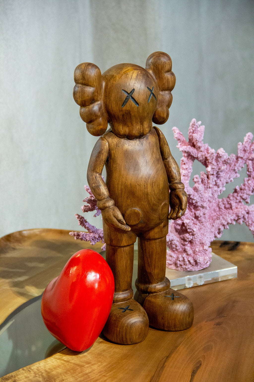 Handcrafted Wooden Art Figure with Heart