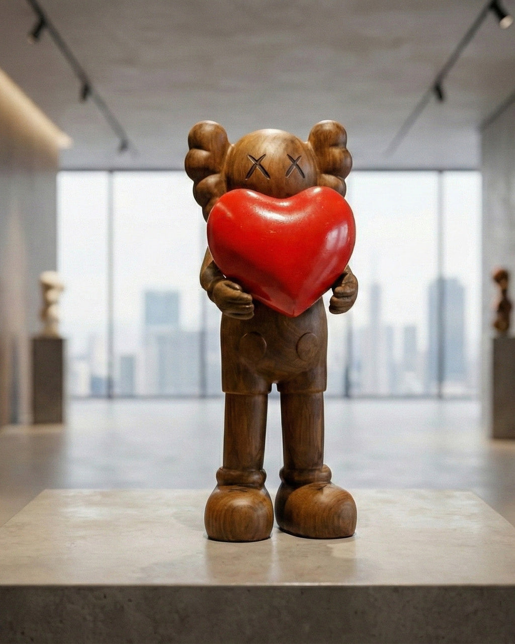 Handcrafted Wooden Art Figure with Heart