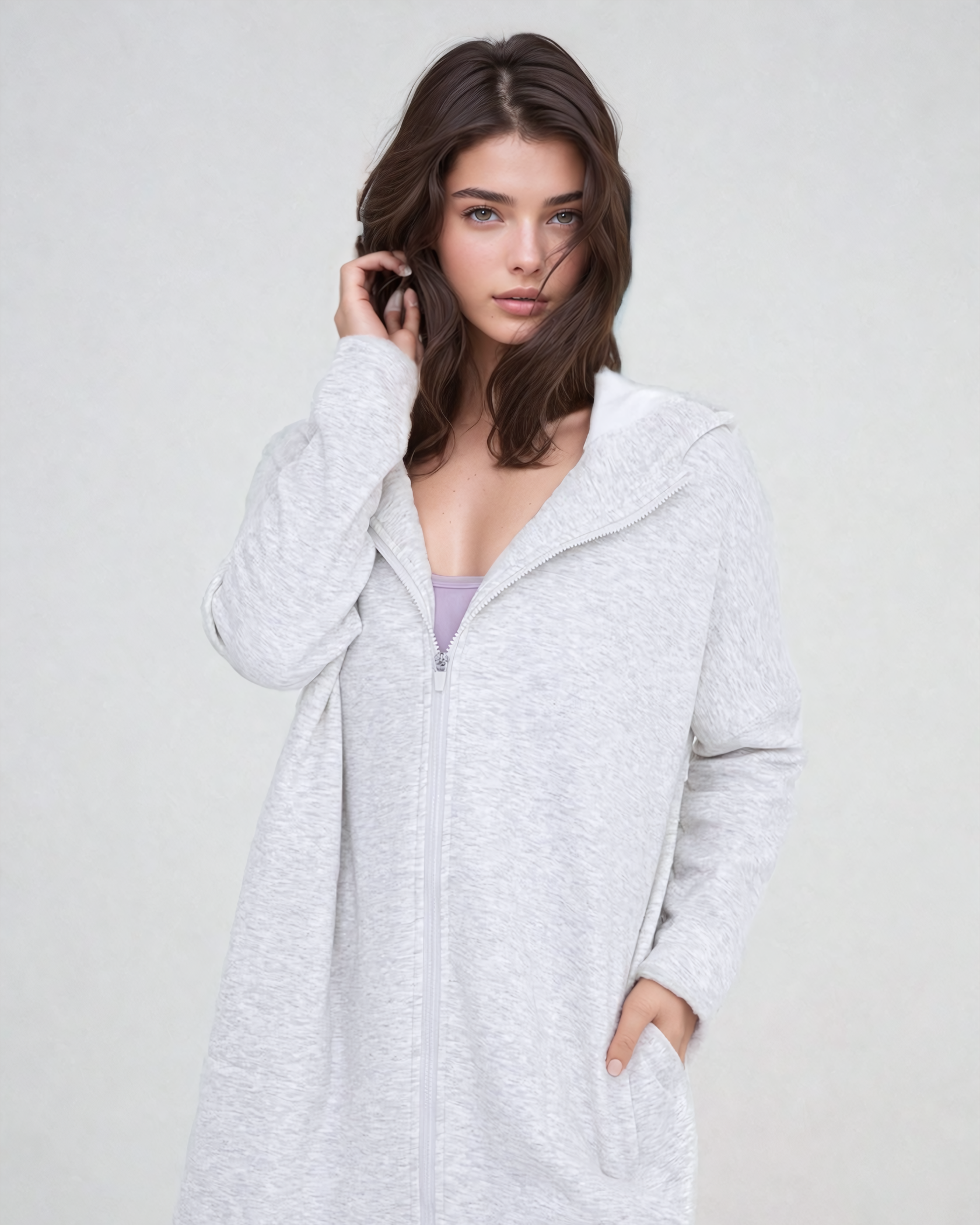 Cozy Comfort Zip Up Hoodie Jacket Gray