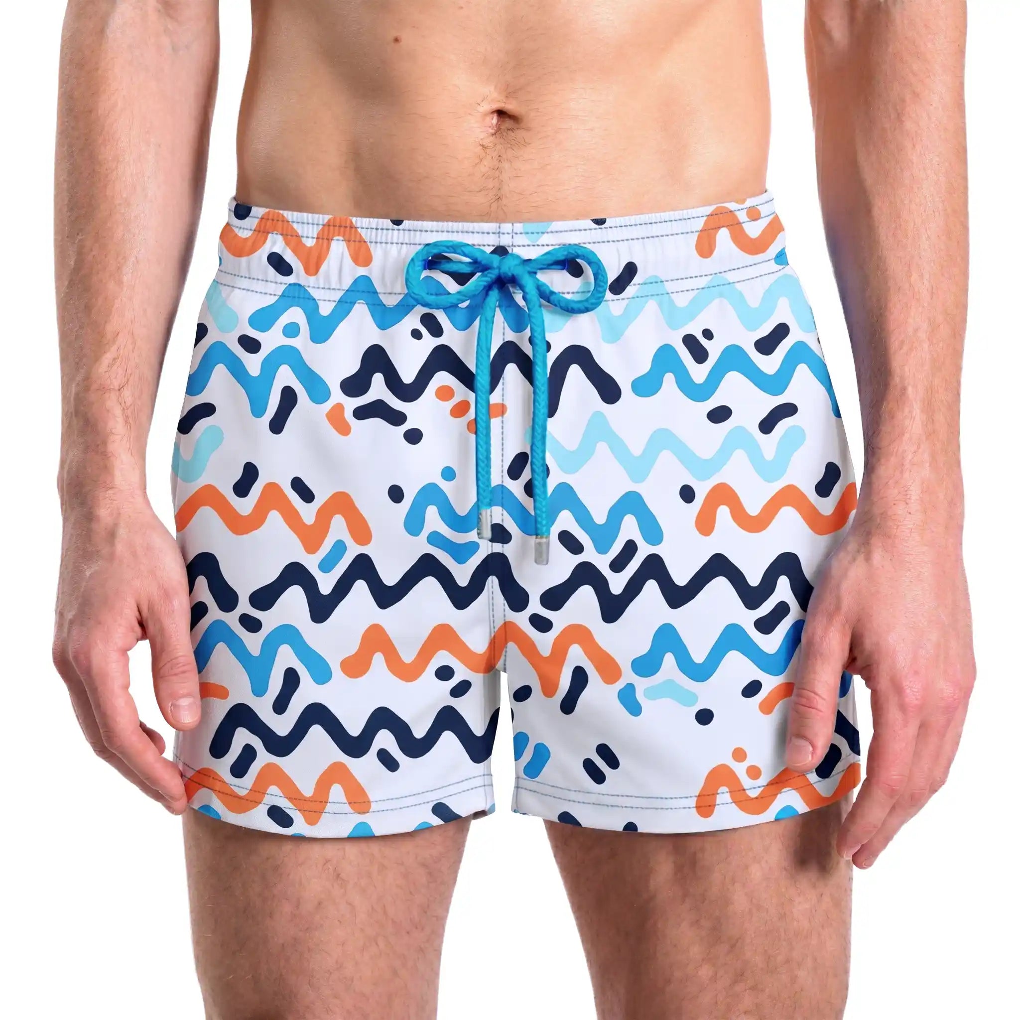 Men’s Premium Compression-Lined Hybrid Shorts – Line Rush-Ocean and Sol