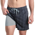 Men’s Premium Compression-Lined Hybrid Shorts – Linear Drift-Storm and Fog