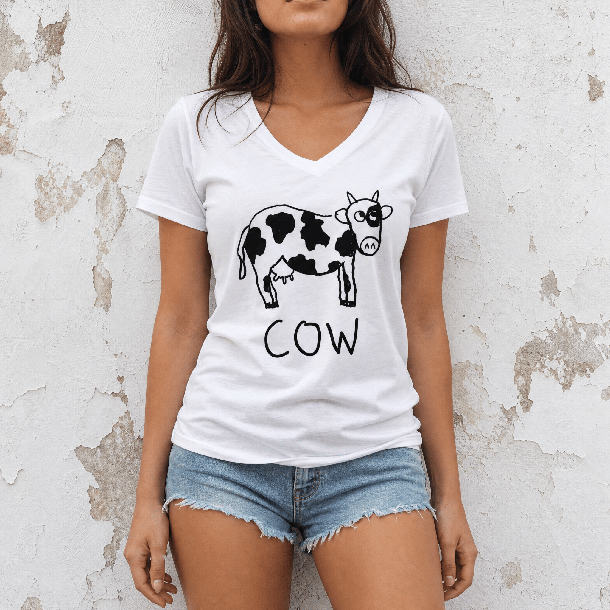 Cow - Women's V-Neck Tee