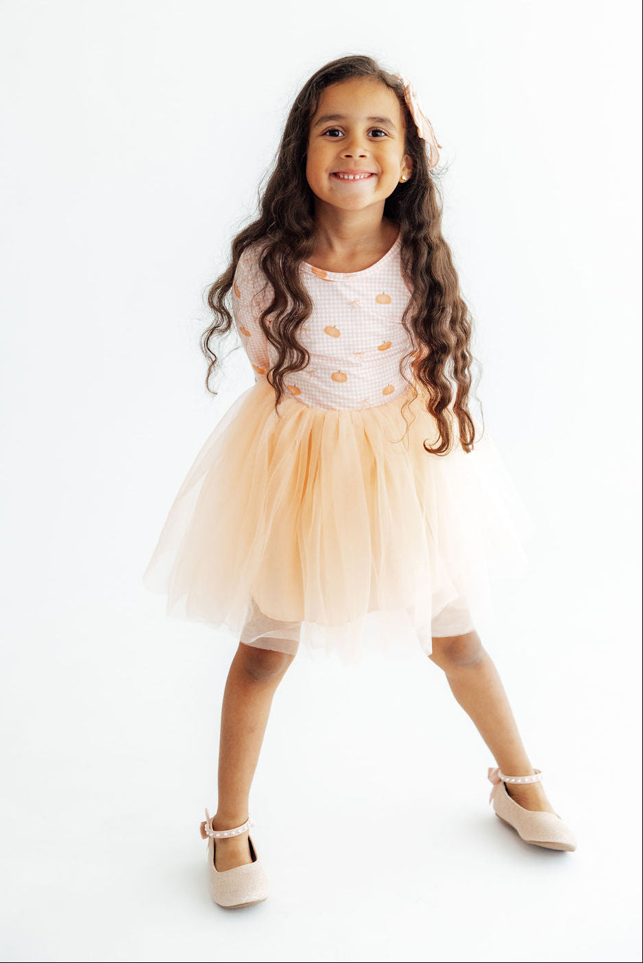 Gingham Pumpkins L/S Tutu Dress