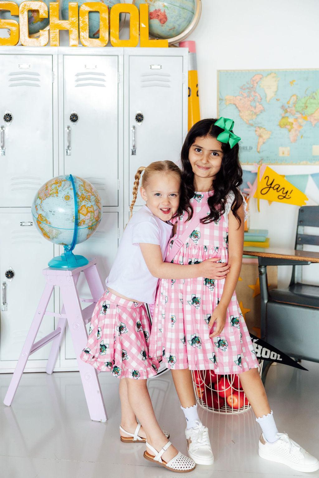 Southlake Carroll Gingham Dragons Flutter Twirl Dress