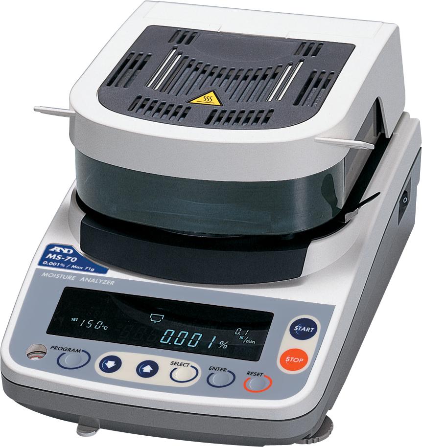 A&D MS70 Moisture Analyzer (DEMO UNIT), 71 g x 0.0001 g / 0.001%, Halogen