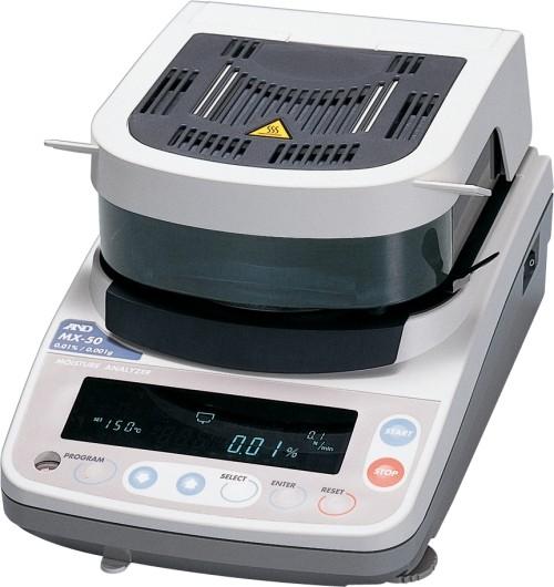 A&D Weighing MX-50 Moisture Analyzer, 51 g x 0.001 g / 0.01%, Halogen