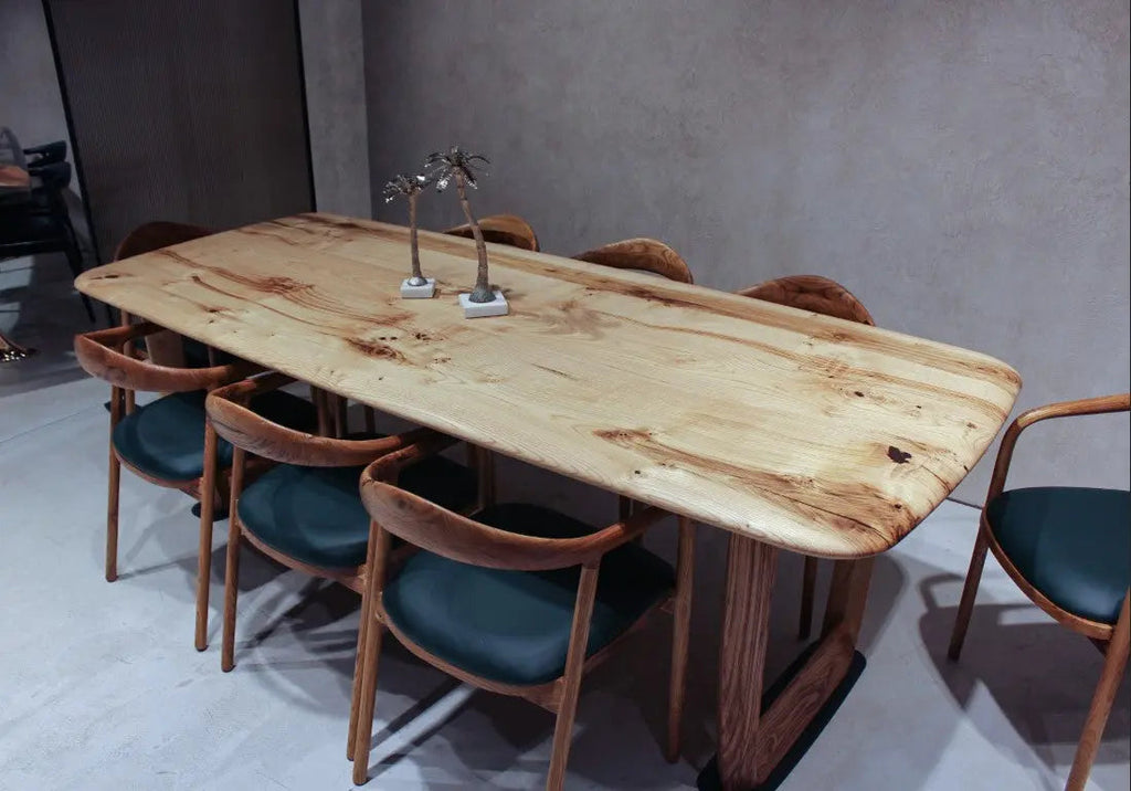 Rustic Solid Chestnut Wood Dining Table with Chestnut Legs