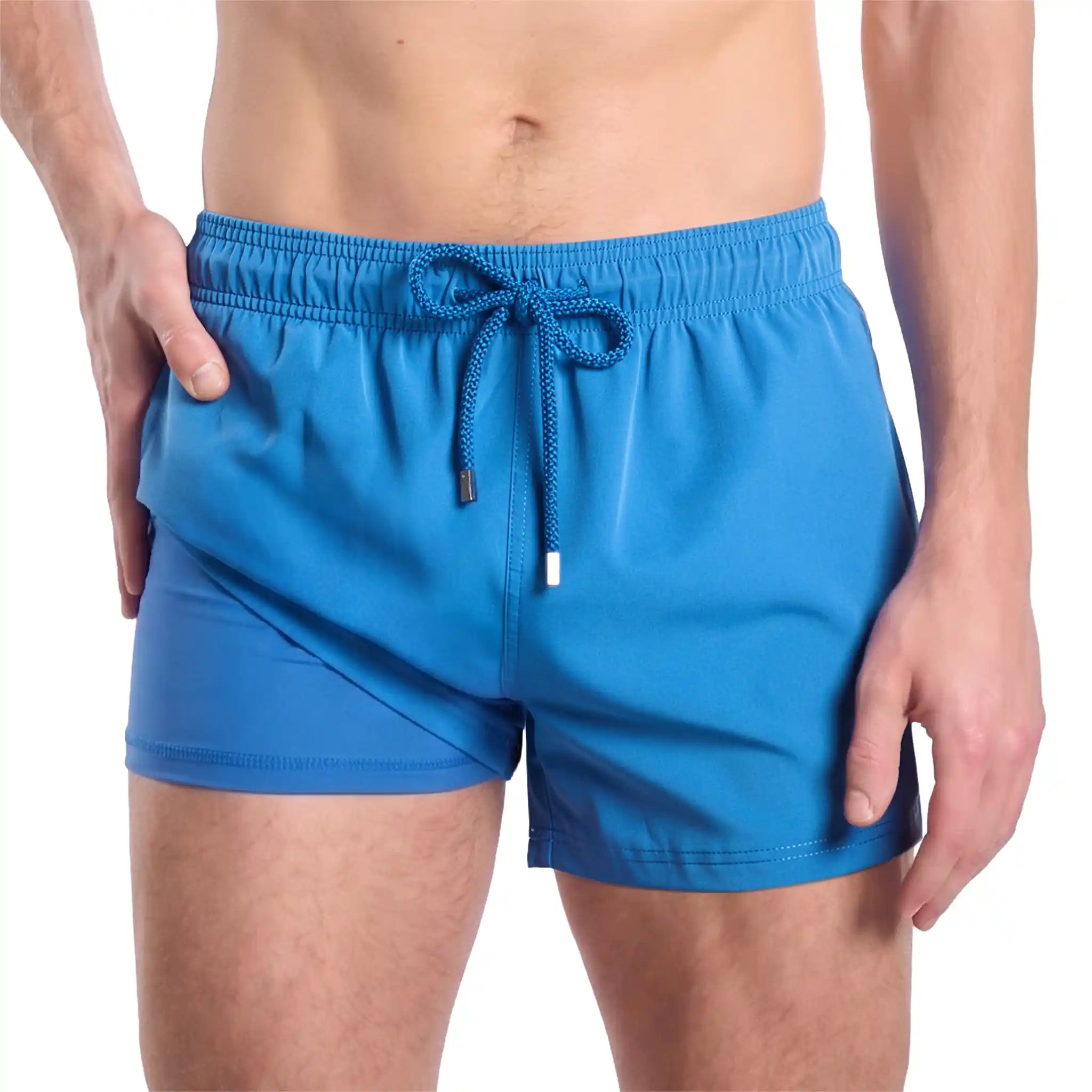Men’s Premium Compression-Lined Hybrid Shorts – Ocean Blue