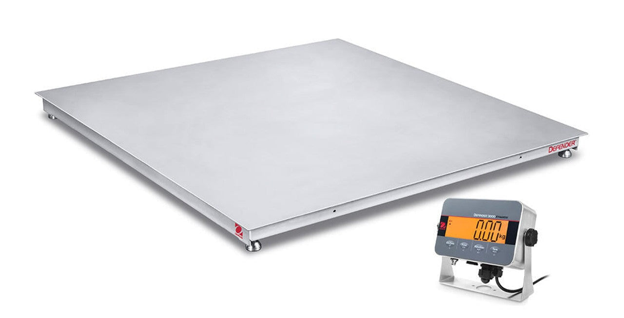 Ohaus i-DF33XW2500C1L Defender 3000 Washdown Floor Scale, NTEP, 4' x 4', 1250000 g x 200 g