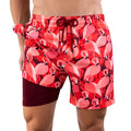 Men’s Premium Compression-Lined Hybrid Shorts – Pink Flamingos