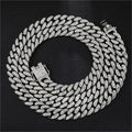 Gold Necklace +Watch+Bracelet Miami Curb Cuban Chain Gold Full Iced Out Paved Rhinestones CZ Bling