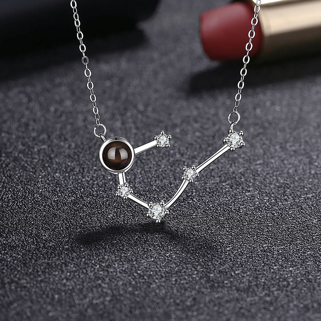 Personalized 12 Constellations Projection Necklace Customized Color Photo Pendant Jewelry Gifts