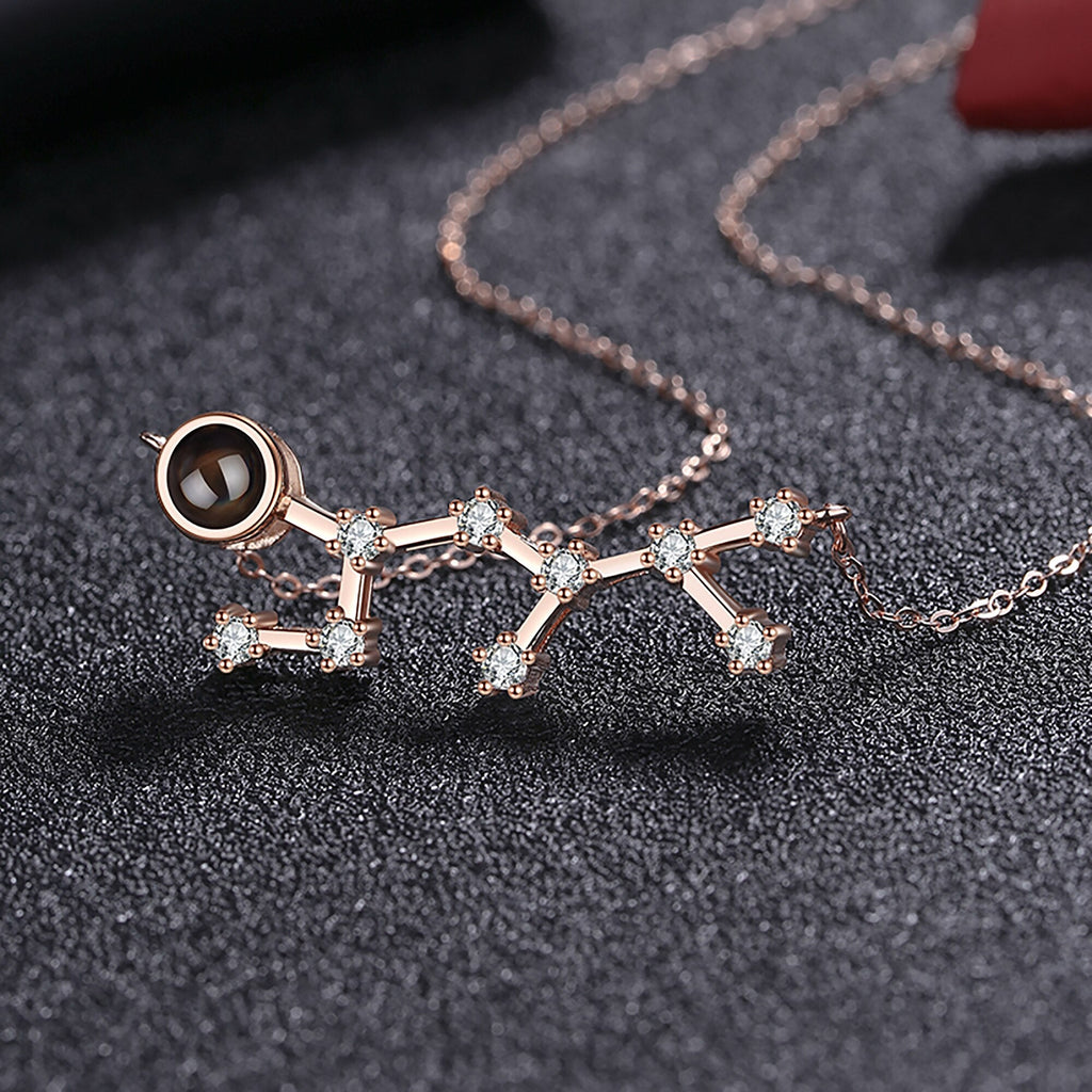Personalized 12 Constellations Projection Necklace Customized Color Photo Pendant Jewelry Gifts