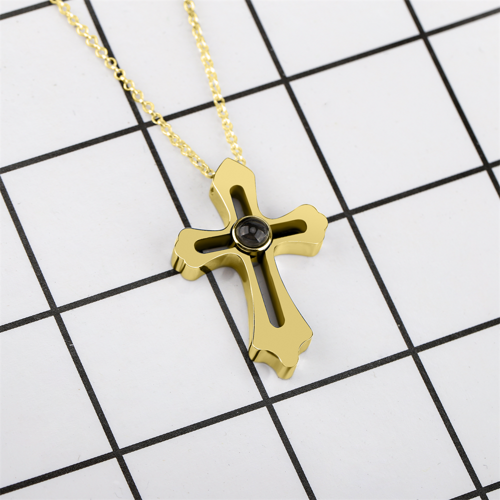 Personalized Custom Photo Name Cross Style Projection Necklace Pendant Necklaces
