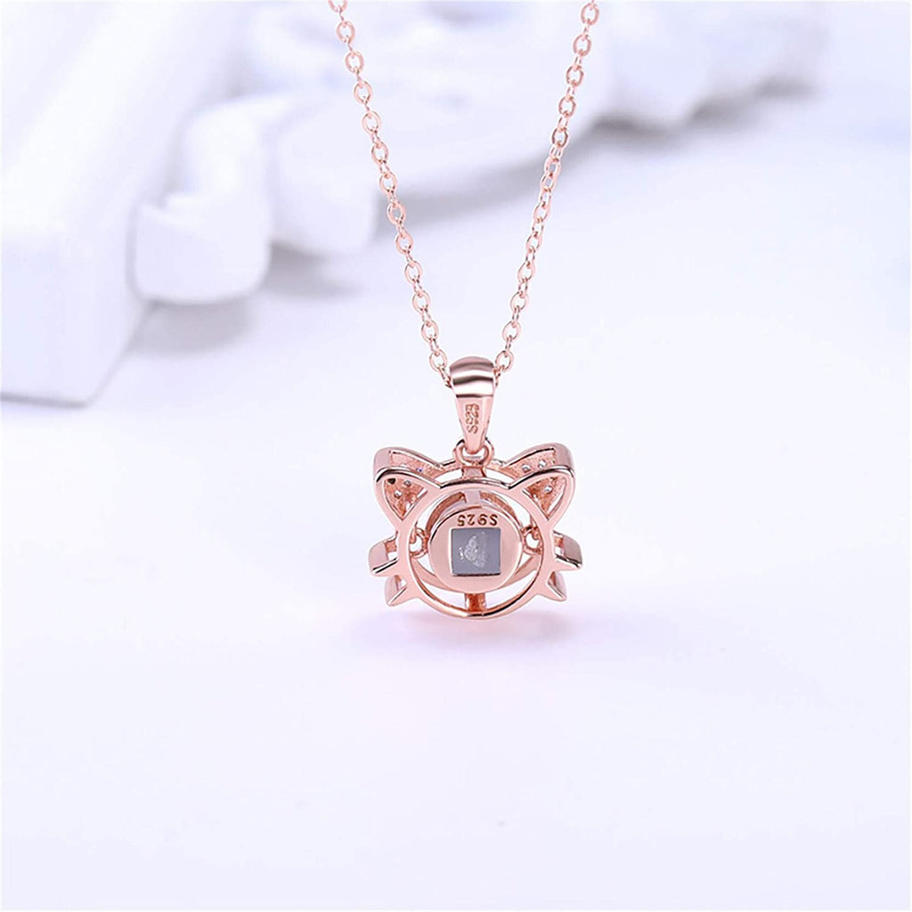 Cute Cat Shaped Projection Pendant Personalized Custom Photo Name Necklace