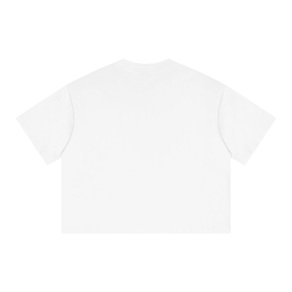 Director's Cut Streetwear Tee White Y2K Boxy Cropped T-Shirt 250GSM Summer Short Sleeve Crew Neck