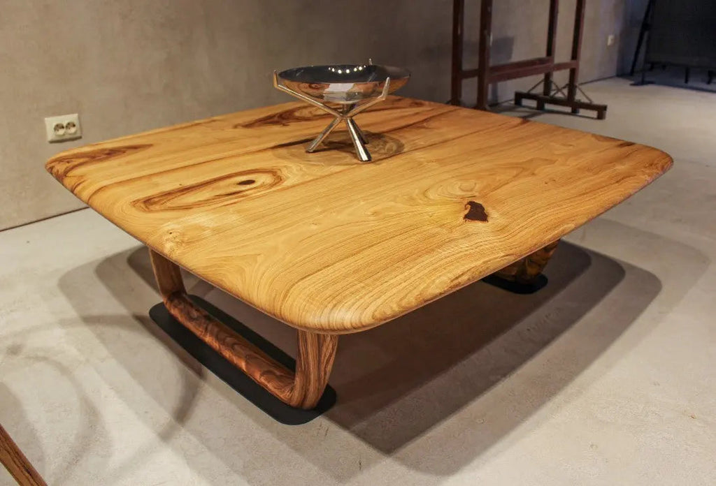 Rustic Solid Chestnut Wood Coffee Table with chestnut legs