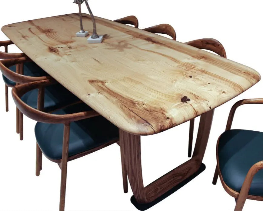 Rustic Solid Chestnut Wood Dining Table with Chestnut Legs