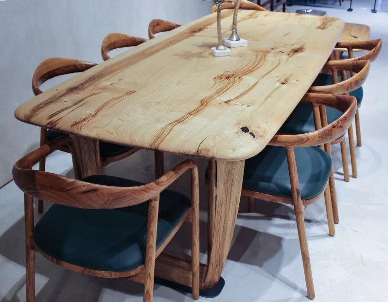 Rustic Solid Chestnut Wood Dining Table with Chestnut Legs