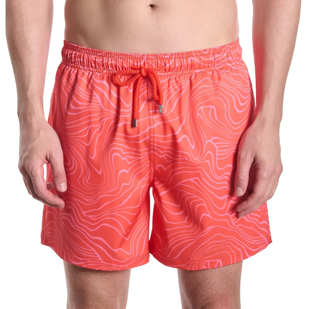 Men’s Premium Compression-Lined Hybrid Shorts – Sand Waves Heat and Bloom