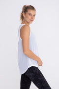 Sheer Striped Mesh Active Tank with Cut-Out Back