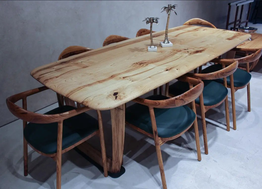 Rustic Solid Chestnut Wood Dining Table with Chestnut Legs