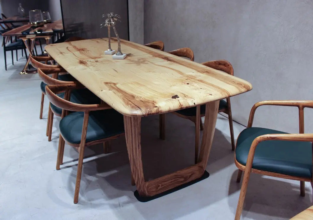 Rustic Solid Chestnut Wood Dining Table with Chestnut Legs