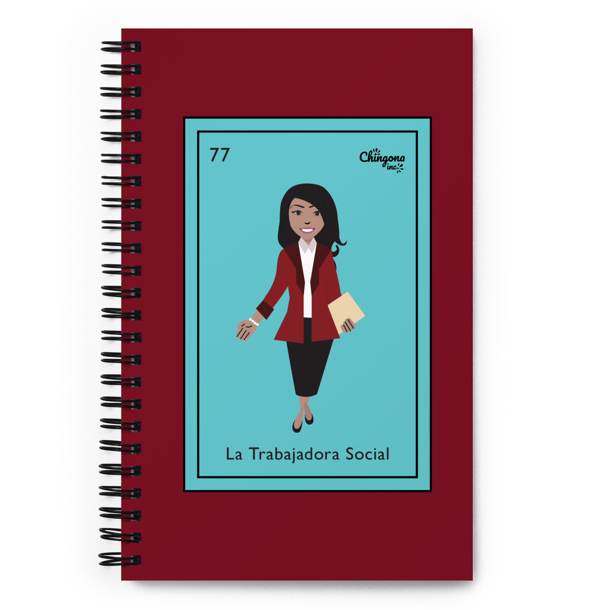 La Trabajadora Social Burgundy Suit  Spiral notebook