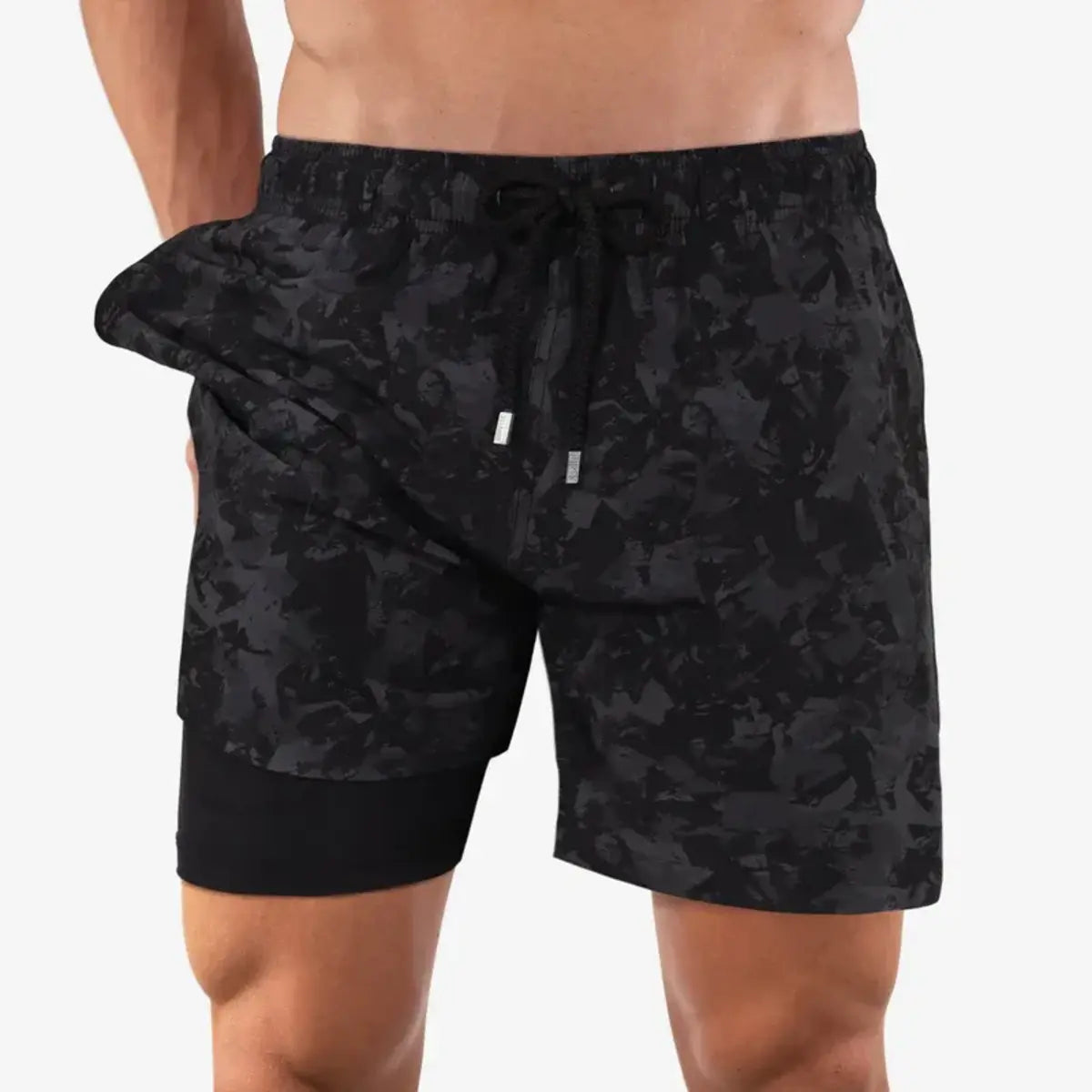 Men’s Premium Compression-Lined Hybrid Shorts – Street Camo