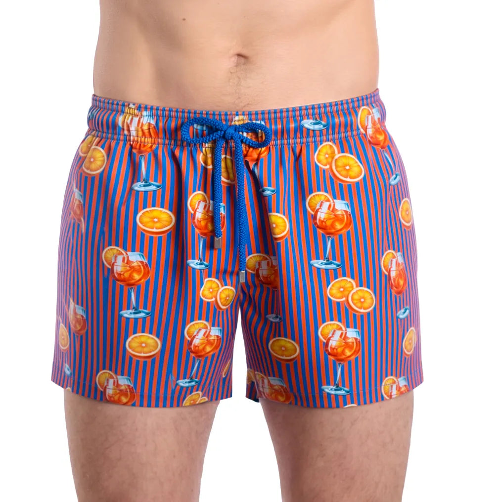 Men’s Premium Compression-Lined Hybrid Shorts – Sunset Spritz - Ocean and Heat