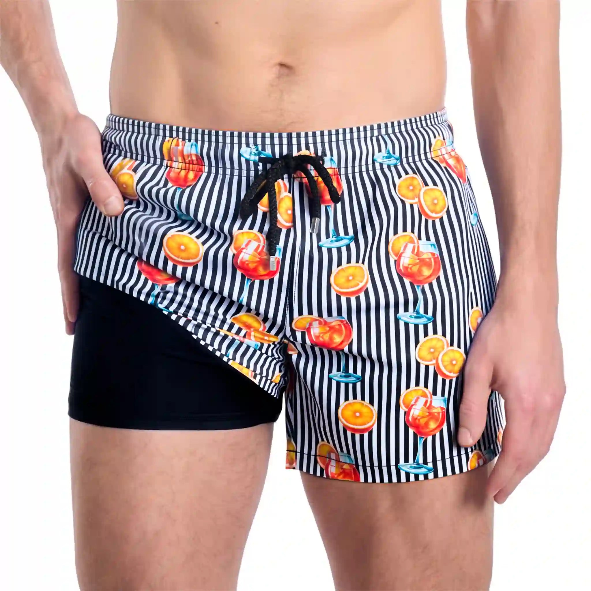 Men’s Premium Compression-Lined Hybrid Shorts – Sunset Spritz-Surf and Storm