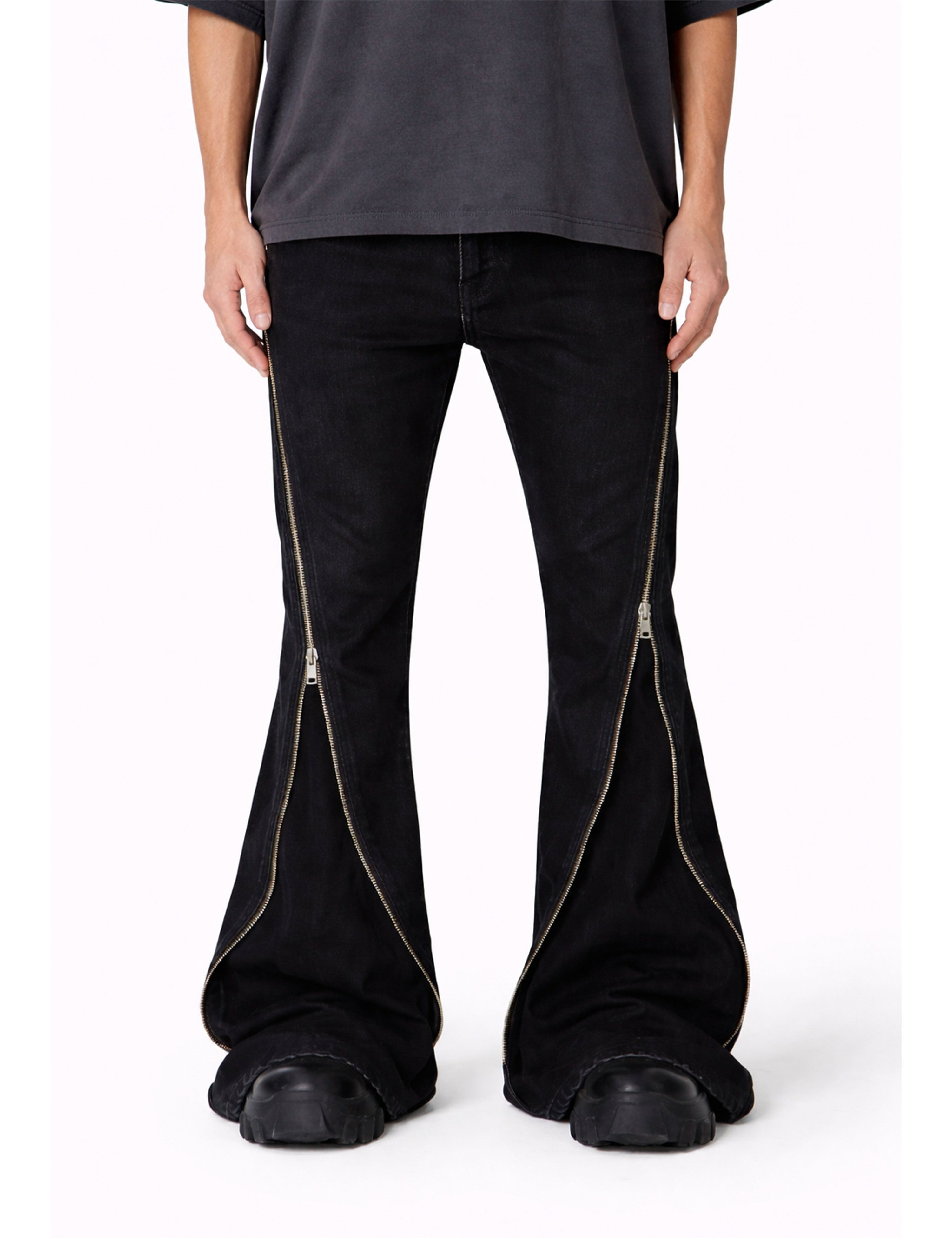 DIAMOND ZIP FLARE DENIM